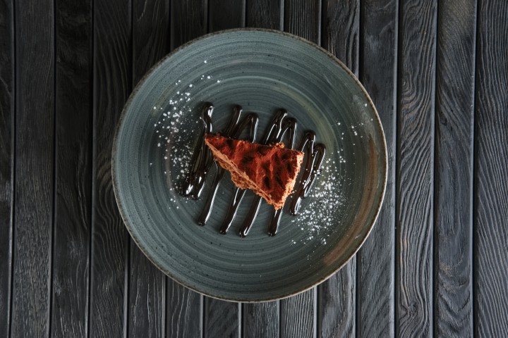 Sea-salt chocolate tart with crème fraîche