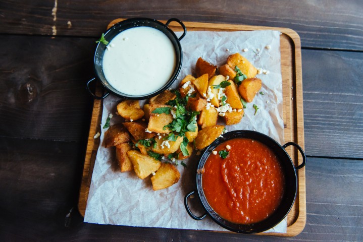 Patatas bravas with spicy tomato and aioli