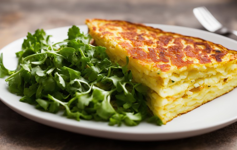 Tortilla Española with aioli and greens